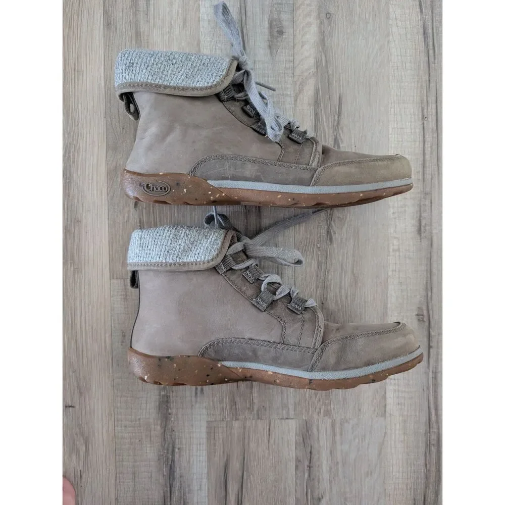Chaco Barbary Gray Leather Casual Ankle Boots, Size 8 (S3) - Picture 2 of 9